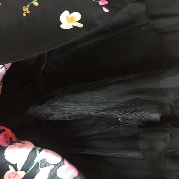 sold -Eliza J Black Orange Floral Flare Bell Dress - Picture 5 of 6